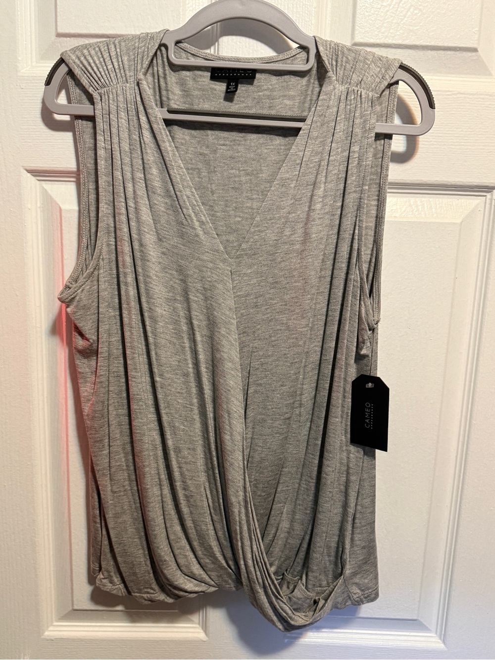 Cameo Appearance Draped Gray Tank Top Size 1X NWT